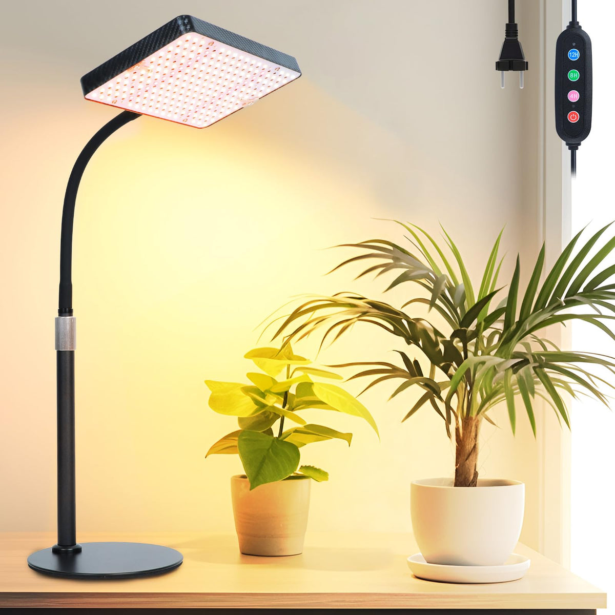 Orchbloom Tabletop Grow Lights for Indoor Plants 25 Watt, Bright Natural Sunlight Full Spectrum Plant Growing Lamps for Houseplants & Bonsai, 4/8/12/16/20H Timer Plant Light Auto On/Off Everyday