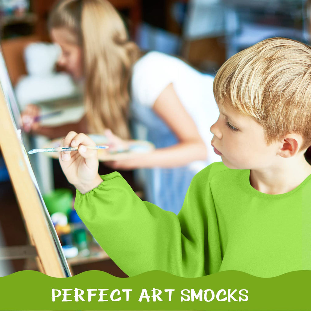 Geyoga 6 Pcs Kids Art Smock Painting Waterproof Toddler Artist Full Cover Long Sleeve Apron with Pocket for School Class, Age 3-8 (Multicolor)