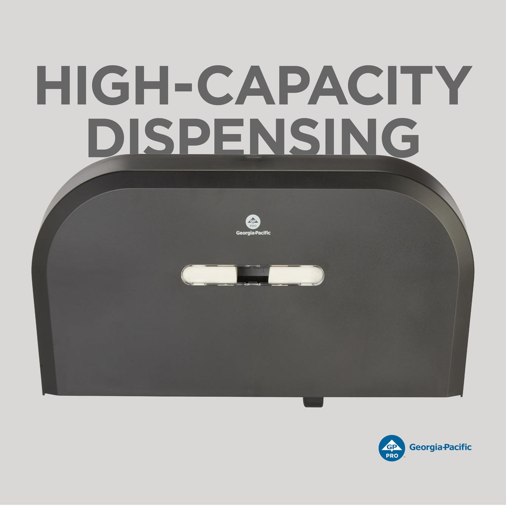 Georgia-Pacific Two-Roll Jumbo Jr. Toilet Paper Dispenser by GP PRO, Black, 59210, 22.1"W x 4.8"D x 12.1" H