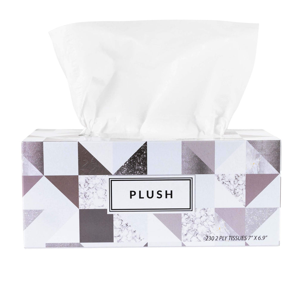 Plush Facial Tissues 130 Per Box Size 7" X 6.9" 2 Ply,Soft, Smooth, Great for Bathroom, Office, Store, School,Home, Kitchen, Or in Your Car & in Every Room (Family pack Pack of 30, 3900 Tissues total)