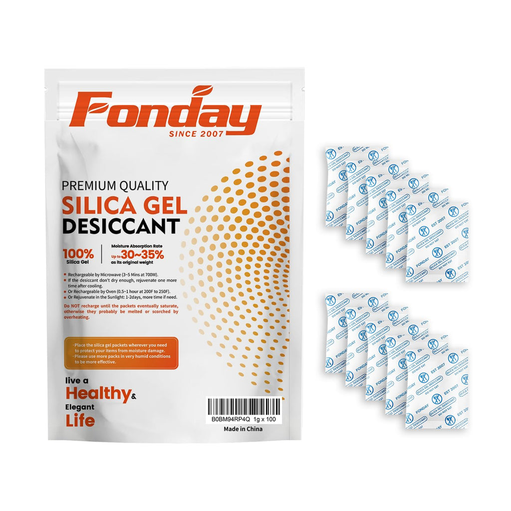 1 Gram 100 Packets Fonday Food Grade Silica Gel Desiccant Packs