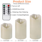 VIEWELLD Flickering Flameless Candles with Remote and Timer, Realistic LED Candles, Battery Operated Candles for Christmas Home Wedding Birthday Decoration, Real Wax Set of 3(Ivory White)