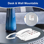 Big Button Phone for Seniors, 9 Pictured Big Buttons,Extra Loud Ringer,Wired Simple Basic Landline Telephone for Visually Impaired Old People with Large Easy Buttons, Emergency House Phones
