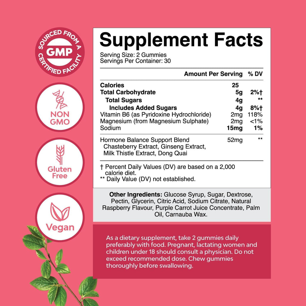 Hormone Balance for Women Gummies of All Ages - PMS Support Supplement for Women to Regulate Menstrual Cycle & Hormonal Balance Menopause & Mood Swings with Vitamin B6 & Dong Quai - 60 Chews - 3 pack
