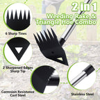 Weed Puller Tool with Long Handle, Hoe Garden Tool & Weed Rake for Weeding