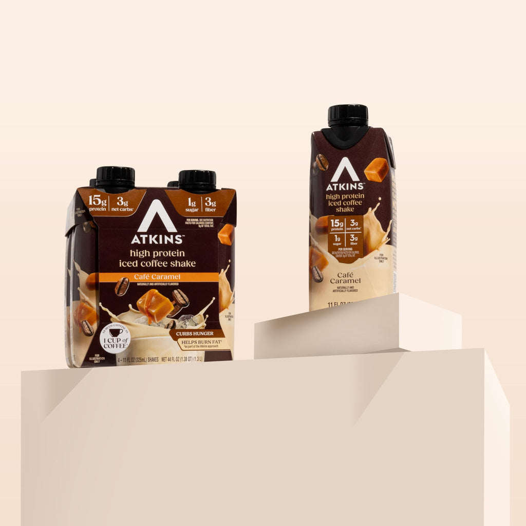Atkins Café Caramel Iced Coffee Flavored High Protein Shake, 12 Count