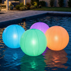 Ynipanda Floating Pool Light Ball, 12" Light Up Beach Ball, 4Pcs Waterproof LED Glow Balls with 8 Light Modes, Glow in The Dark Pool & Beach Decorations for Kids and Adults