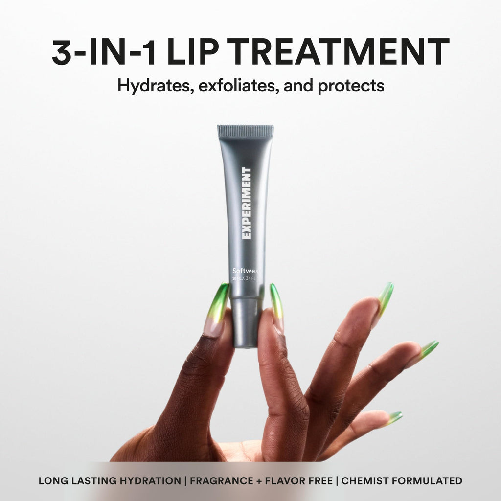 Experiment Softwear Smoothing Lip Treatment Balm - 24hr Hydration with Squalane, Glycerin, & Pomegranate Sterols - Intensive Moisture & Repair for Extra Dry, Flaky Lips - Vegan Lip Balm, .34 FL OZ