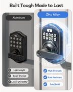 TEEHO TE004 Keyless Entry Keypad Door Lock with Handle - Smart Digital Electronic Lock for Interior Door with Anti-Peeping, Auto Lock & Passage Mode - Easy Installation - Matte Black