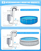 Juecity Pool Skimmer, Above Ground Pool Skimmer with 10 Pcs Skimmers Socks, Floating Pools Surface Skimmers Basket, Wall Mount Pools Maintenance Accessories for Inflatable and Metal Frames