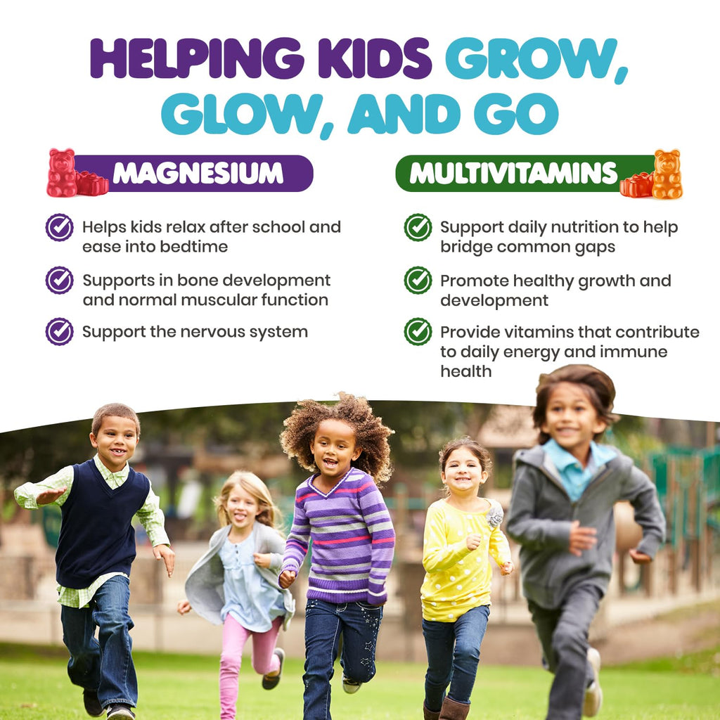 DR. MORITZ Kids Magnesium Gummies (60 Count, 2 Pack) and Kids Multivitamin Gummies (60 Count, 2 Pack) Bundle - for Relaxation and Health Support - Toddler Vitamins - Magnesium Calm Supplement