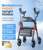 VOCIC Walkers for Seniors, Upright Walker with Adjustable Armrests, Z22 GelCool Stand Up Walker with Ergo Seat & Backrest, 8" All Terrain Rollator with 300lb,Cup& Cane Holder