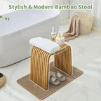 Bamboo Shower Bench, Non-Slip Shower Stool & 286 lbs, Waterproof Bathroom Stool Spa Bath Seat, Natural Bamboo Stool, Suitable for Multiple Settings: Bathroom, Bedroom, Dining room and Living room