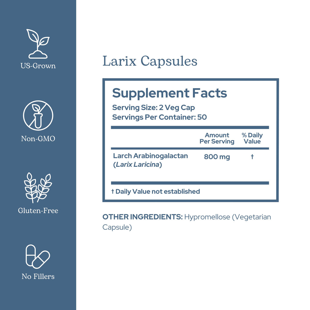 Eclectic Herb - Larix Capsules | Natural Immune, Respiratory + Ear Support | Larch Laricina | Immunity & Gut Flora Support | Vegan, Non-GMO, Gluten Free (100 CT | 400 mg)