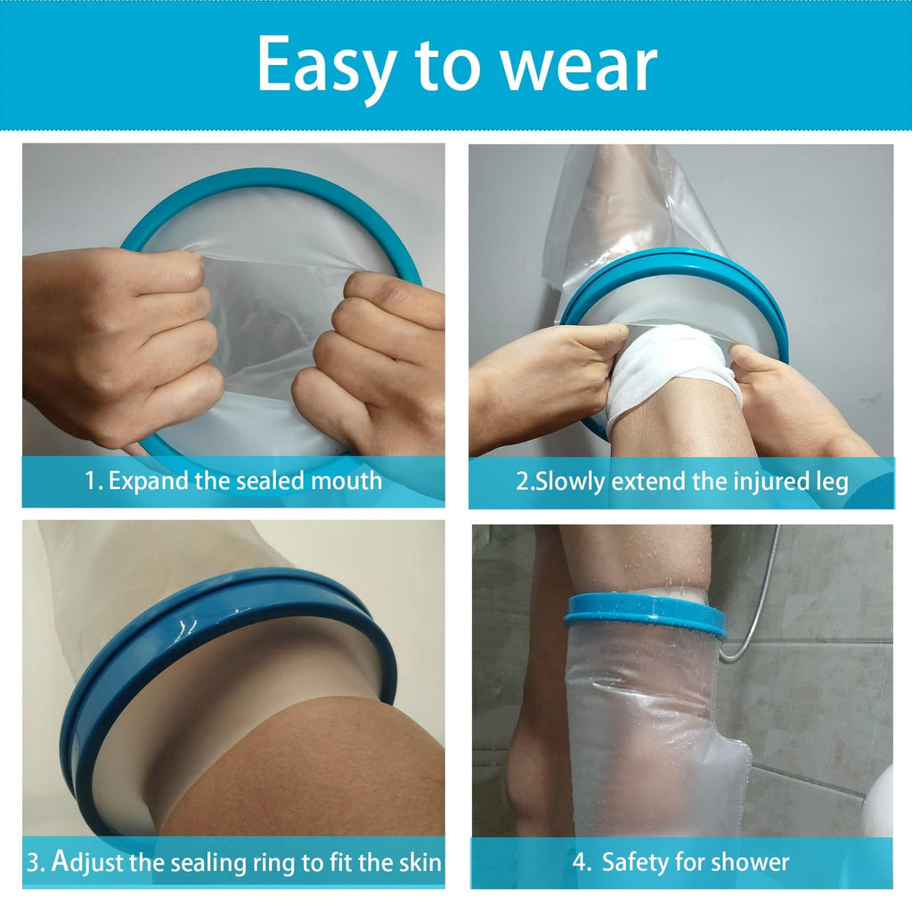 Tideshake - Non-Slip Waterproof Leg Cast Cover for Showering, Reusable Adult Short Leg Cast Protector, Cast Covers for Shower Leg, Cast Bag for Shower, Cast Cover for Showering Foot