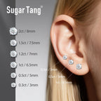 Moissanite Stud Earrings for Women and Men，925 Sterling Silver Earrings