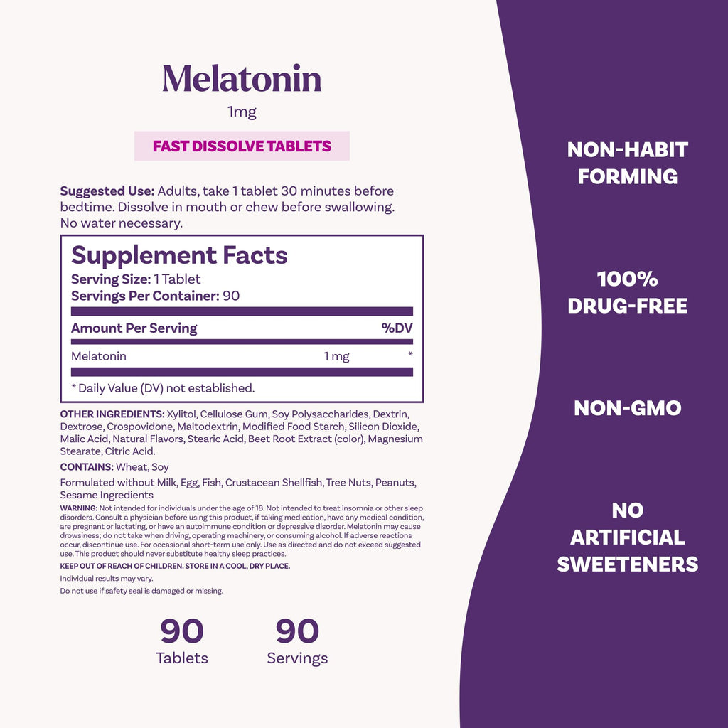 Natrol Fast Dissolve Melatonin 1 mg, Supplements for Restful Sleep, Sleep Support for Adults, 200 Strawberry-Flavored Melatonin Tablets, Up to a 200 Day Supply (Pack of 12)