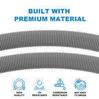 Poolvio Pool Vacuum Hose 2-Pack, Spare & Replacement, 40" Flexible Spiral-Wound Hose with 1.5" Male & Female Cuff Ends, Compatible with Most Inground Pool Automatic Cleaners, Gray