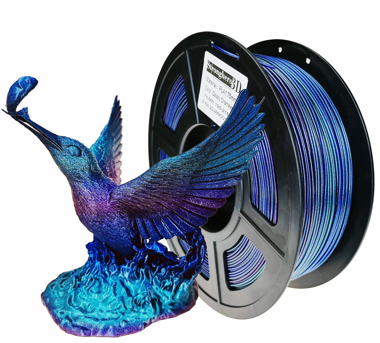 Stronghero3D PLA 3D Printer Filament 1.75mm,Dual Colors,Black-Purple,1kg(2.2lbs) Accuracy +/-0.05mm for ender3 Cr10