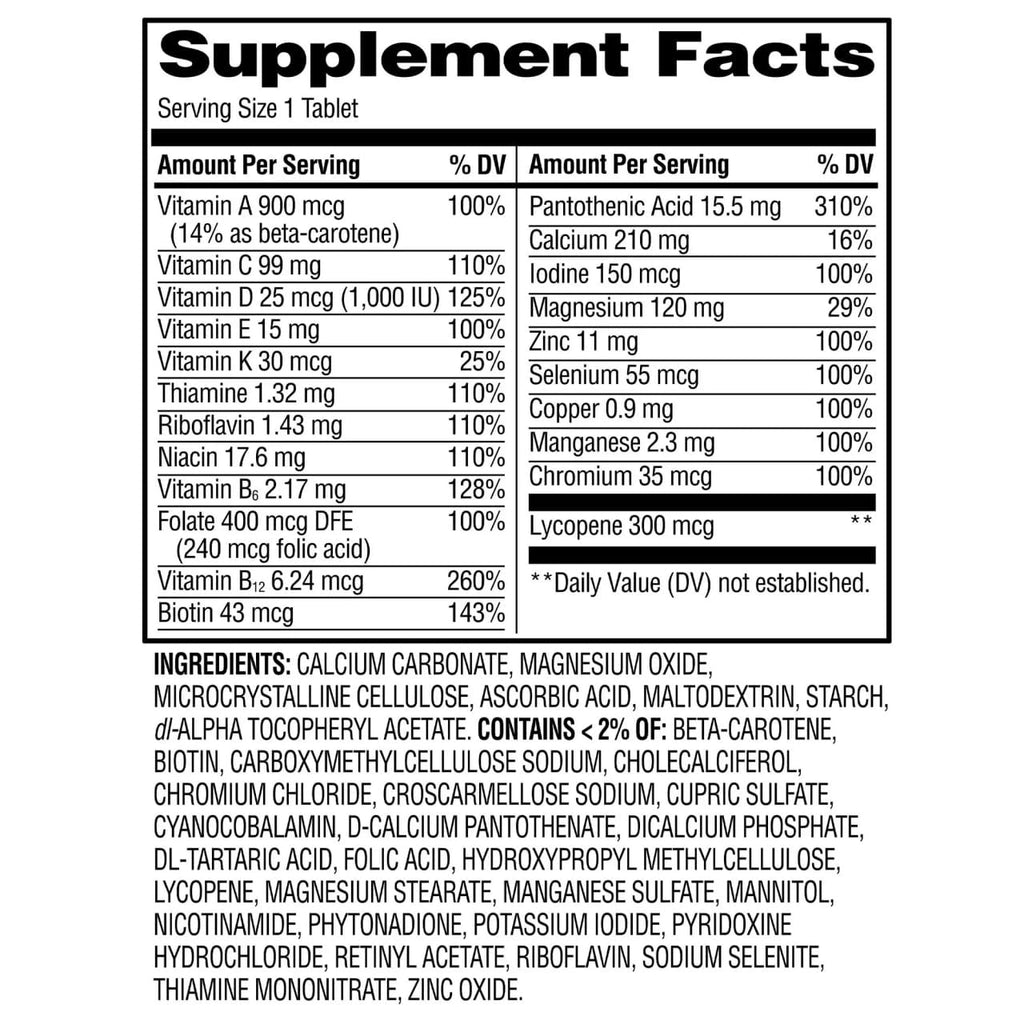 AGILIPET Equate One Daily Men's Multivitamin, Multimineral Supplement Tablets for Adult Men, 200 Count Sticker