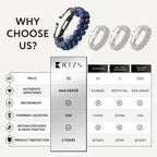 RTZN® Lapis Lazuli Bracelet for Men – Premium Artisan Handcrafted Authentic Blue Lapis Lazuli Mala Bead Bracelet – Adjustable Beaded Bracelets for Men (Morocco)