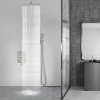 Aolemi Shower Faucet Set Rain Shower System with Handheld Spray Bathroom Shower Combo Rough-in Valve and Shower Trim Kit Included Brushed Nickel 16 Inch Wall Mount Shower Head