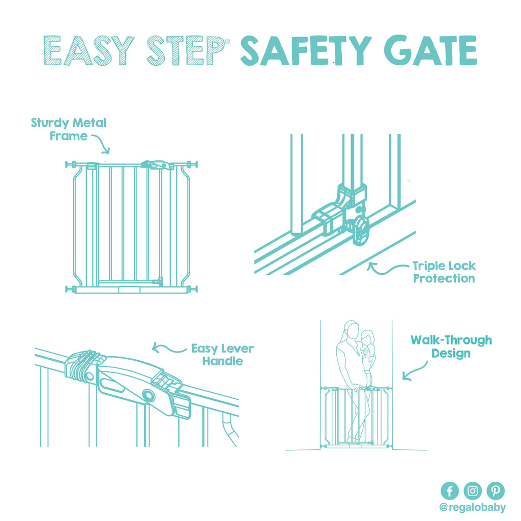 Regalo Safety 29"-38.5" Easy Step Baby Gate, Bottom of Stairs & Doorways