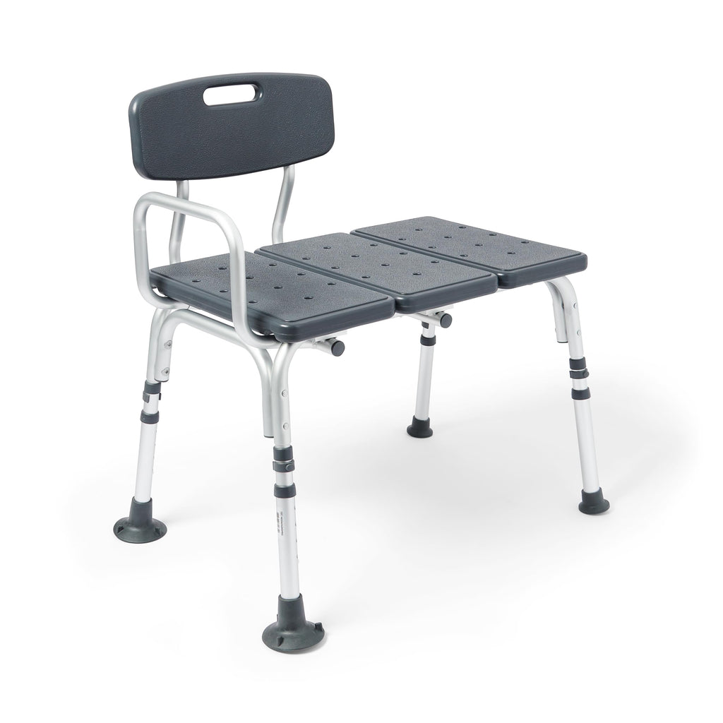 Medline Tub Transfer Bench and Shower Chair with Microban Antimicrobial Protection, Adjustable Shower Bench and Bath Seat for Seniors and Elderly, 350 lb. Weight Capacity, Gray