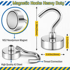 FINDMAG Magnetic Hooks, 30lbs Heavy Duty Magnets with Hooks, Strong Cruise Magnetic Hooks, N52 Metal Hooks for Cruise Ship Walls, Classroom, Office, Kitchen, Home, Cruise Must Haves (50 Pack, Silver)