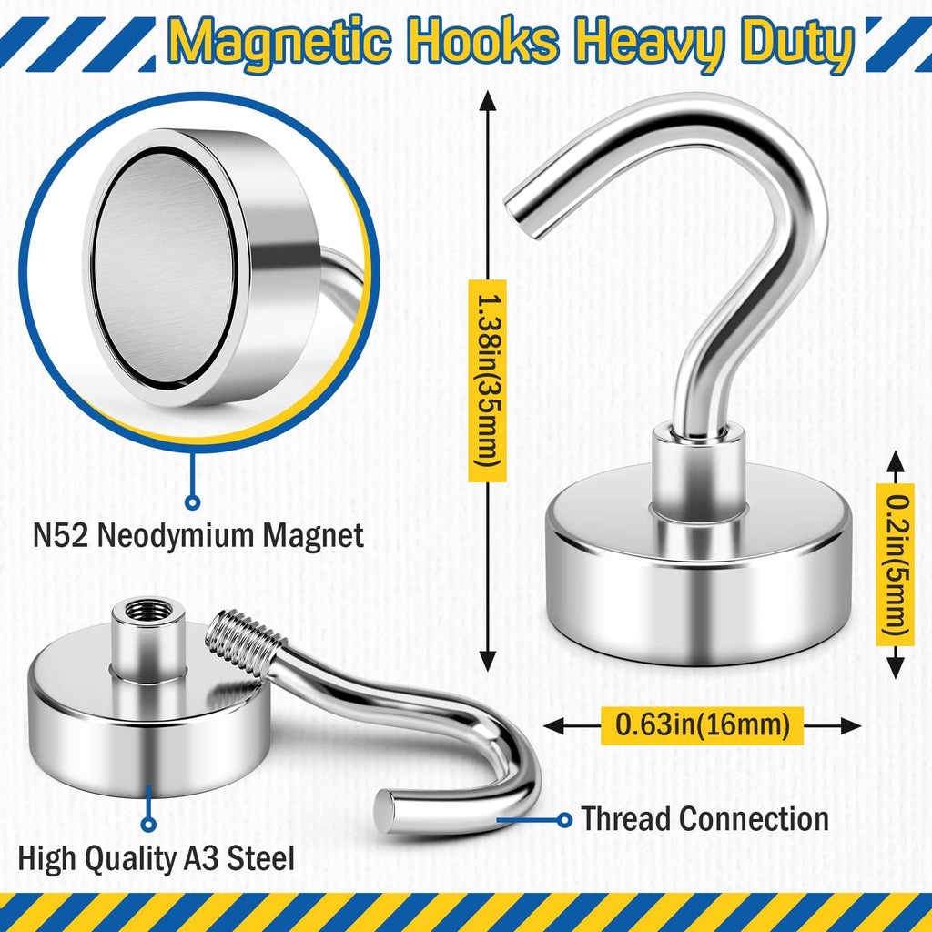 FINDMAG Magnetic Hooks for Cruise Cabins, 30lbs Strong Magnet Hooks Heavy Duty, N52 Rare Earth Magnetic Hooks for Hanging, 2026 Cruise Cabin Ship Essentials, Kitchen, Home, Workshop (100 Pack, Silver)