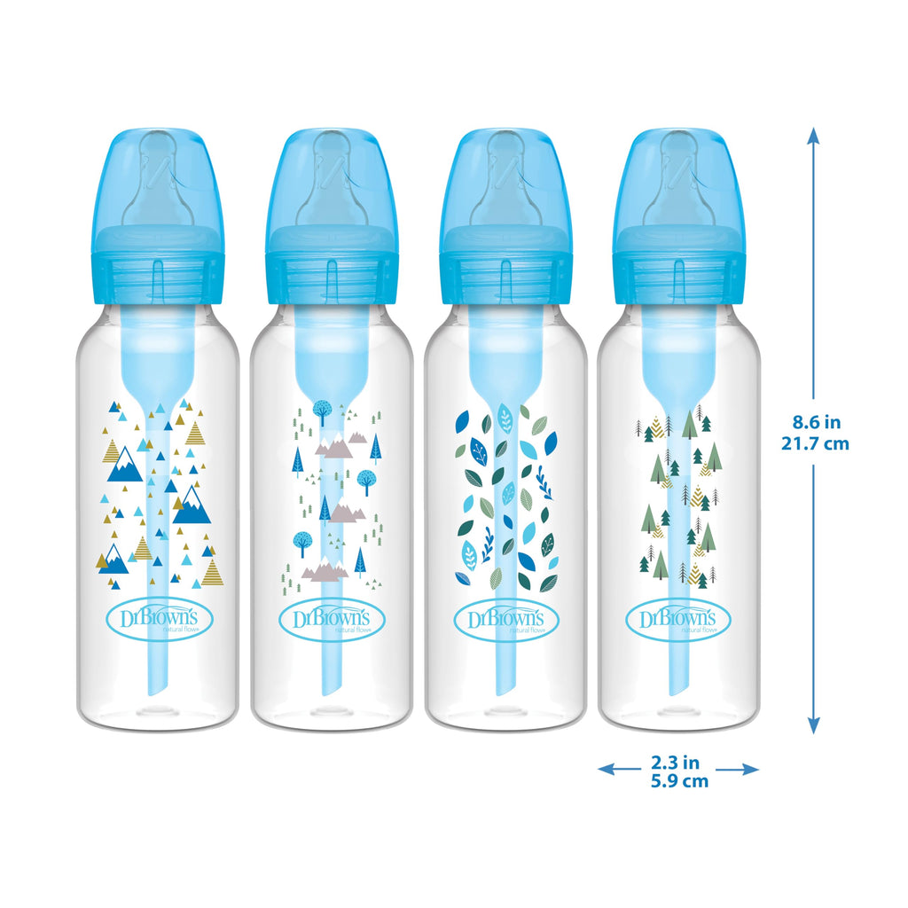 Dr. Brown's Anti-Colic Options+ Narrow Baby Bottle, Nature, 8 oz, 4-Pack