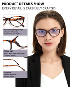 EYEURL 4 Pack Cat Eye Reading Glasses for Women, Blue Light Blocking Readers Lightweight Spring Hinge Anti Eyestrain UV Fashion Eyeglasses +1.50