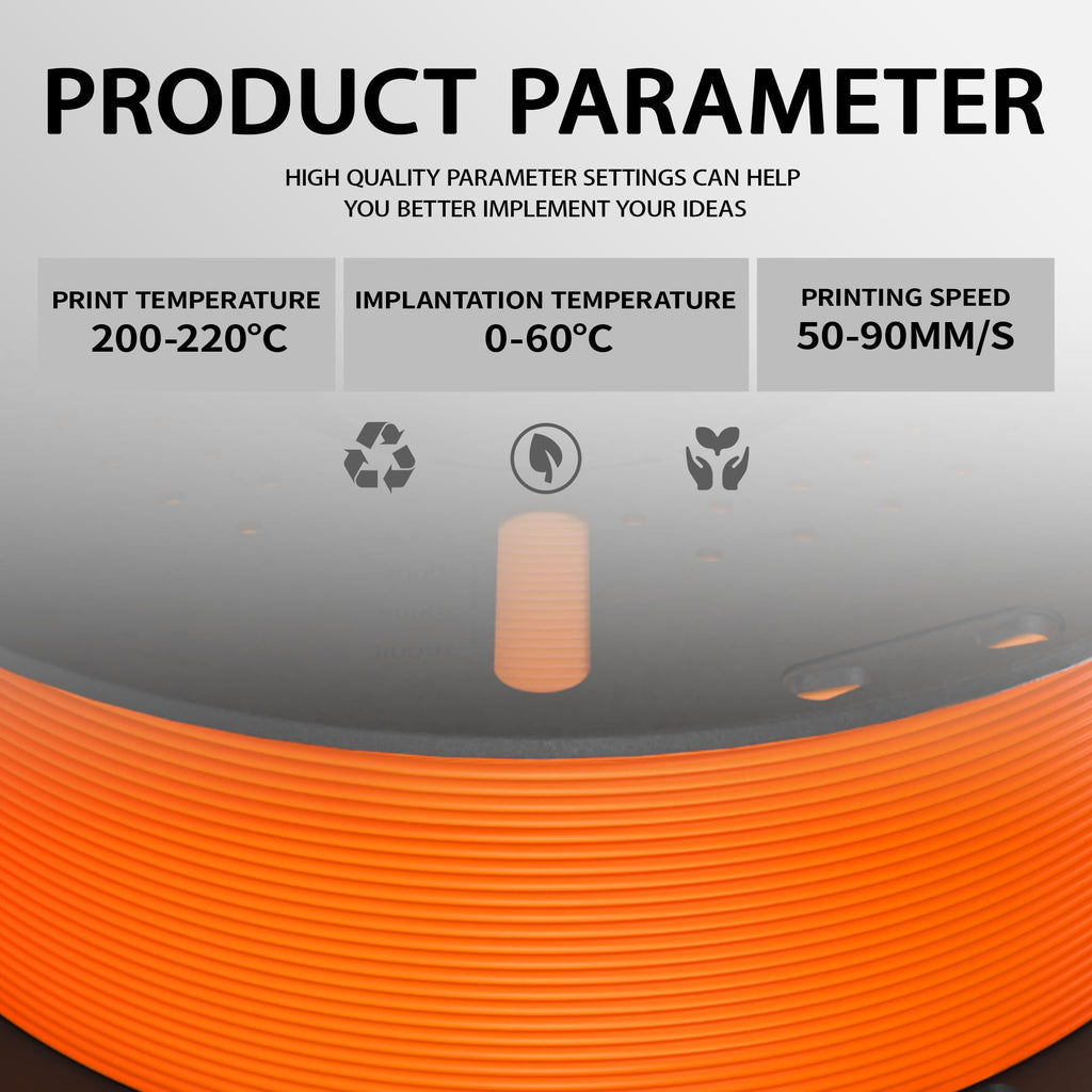 Miailuy 3D Printer Filament 1.75mm Orange PLA+ Filament Accuracy +/- 0.02mm, 1kg Spool (2.2lbs), Tangle-Free, Clog-Free,High Compatibility Easy Printing,Fit Most FDM 3D Printer