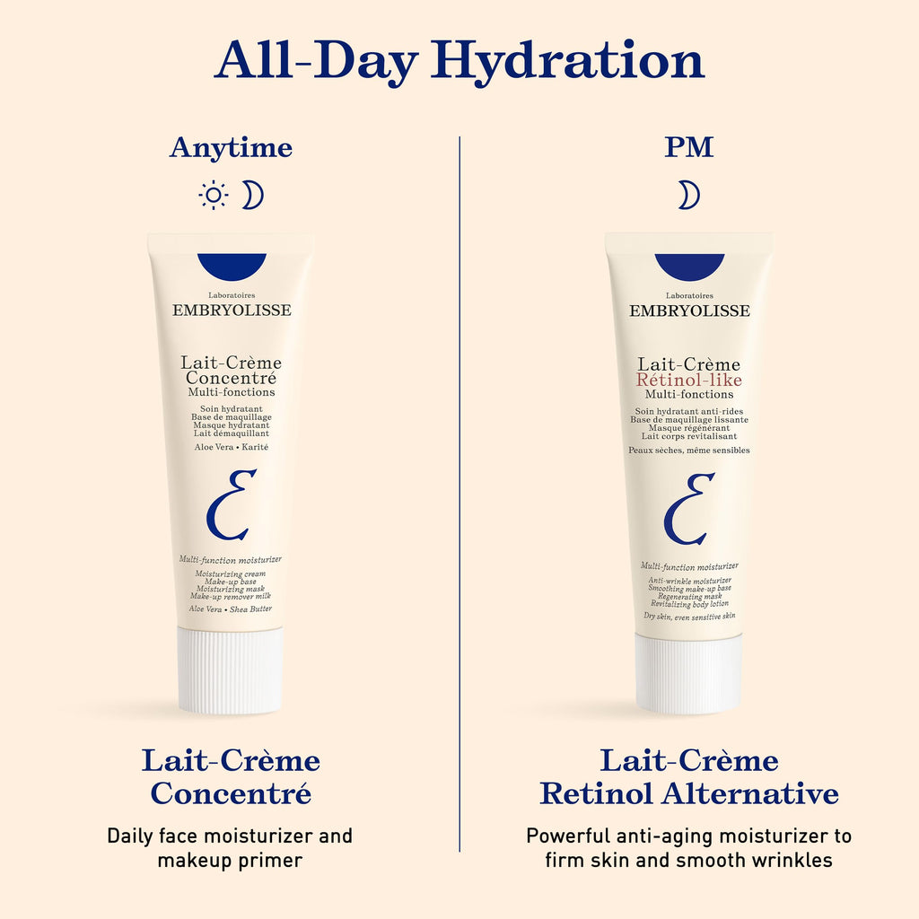 Embryolisse Lait-Crème Concentré, Multifunction Daily Face Moisturizer and Makeup Primer, Suitable for All Skin Types. French Face Cream With Shea Butter & Aloe Vera, 2.54 FlOz