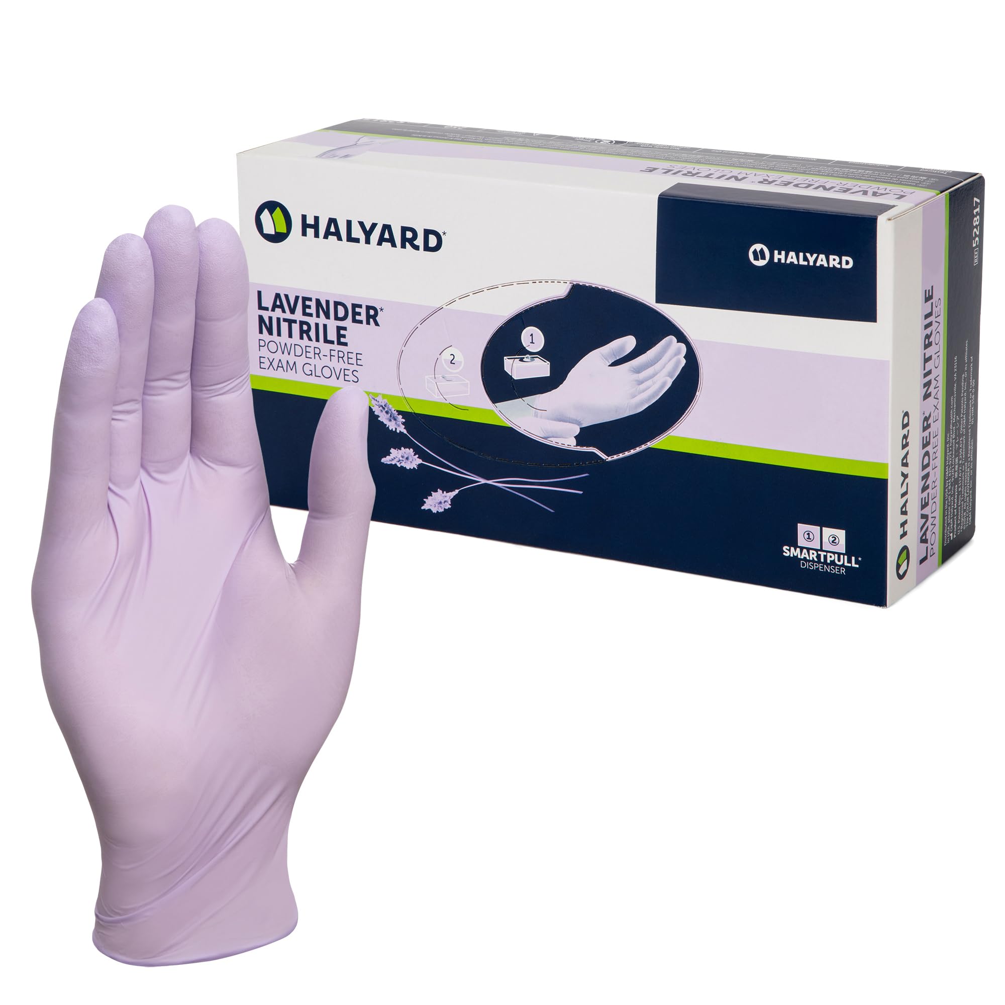 HALYARD LAVENDER NITRILE Exam Gloves, 3.1 mil, 9.5 Inches, Lavender, X-Large, Box of 250 - Powder-Free, Non-Sterile Disposable Gloves