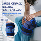 KingPavonini XXL Knee Ice Pack Wrap Around Entire Knee After Surgery, Large Reusable Gel Ice Pack for Injuries, Pain Relief, Swelling, Sports Injuries, 1 Pack (Blue)