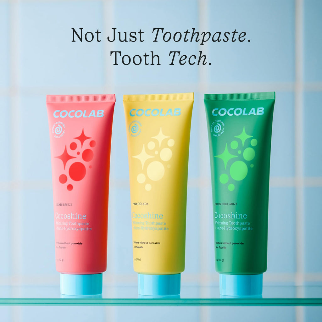 Cocoshine Teeth Whitening Toothpaste by Cocolab, Nano-Hydroxyapatite, Non-Fluoride with Xylitol & Coconut Oil, Gently Formulated for Sensitive Teeth, Adults & Kids, Pina Colada, 4 Oz, 2-Pack