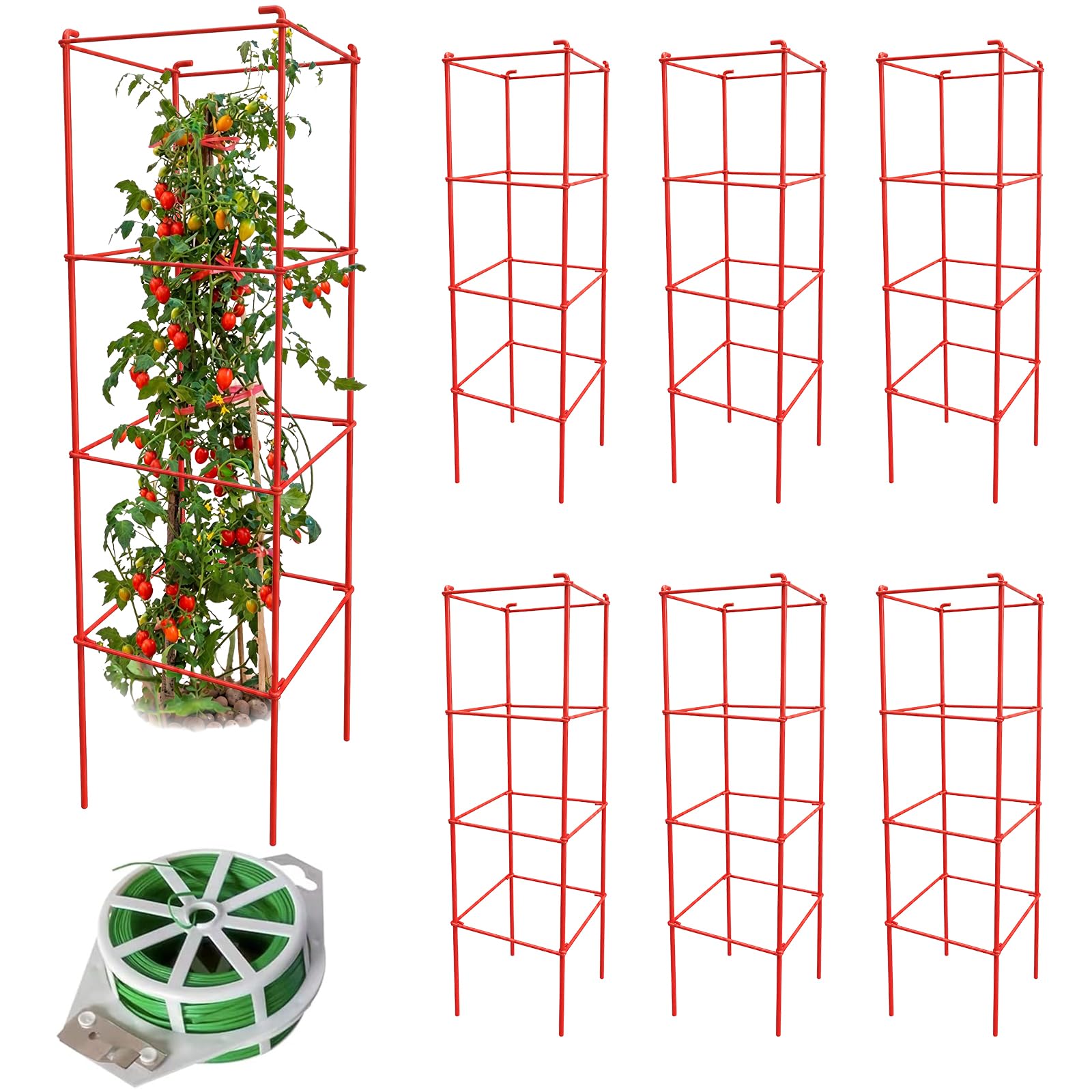 6-Pack Tomato Cage for Garden Plant Support- Up to 46inch