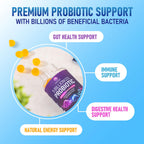 Probiotic Gummies - 5 Billion CFU Per Serving & Top 6 Pro Biotic Strains - Daily Probiotic Gummy Supplement for Women, Men & Teens - Natural Digestive Health, “Good” Gut & Immune Support - 120 Count