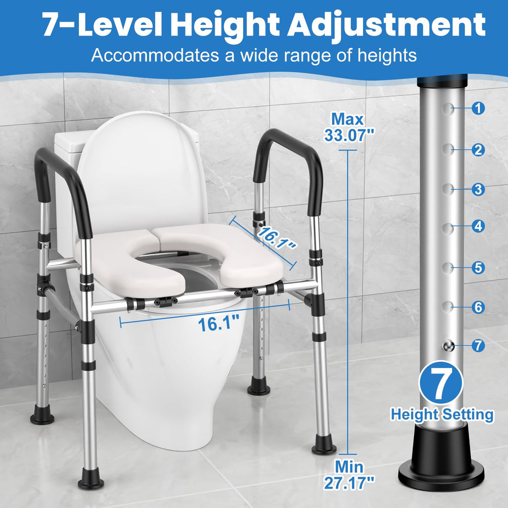 Toilet Seat Riser for Seniors, Raised Toilet Seat with Handles - FSA/HSA Eligible, Adjustable Height & Width, Supports 400 lbs - Universal Fit for Elderly, Handicap, Post-Surgery & Pregnancy