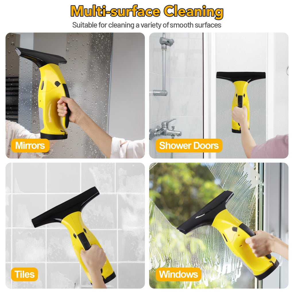 Rechargeable Window Vac, Electric Window Vacuum Squeegee, with 11 in. and 6.7 in. Squeegee Blades, Cordless Window Vacuum Cleaner Set for Cleaning Windows, Shower Doors, Mirrors, Tiles