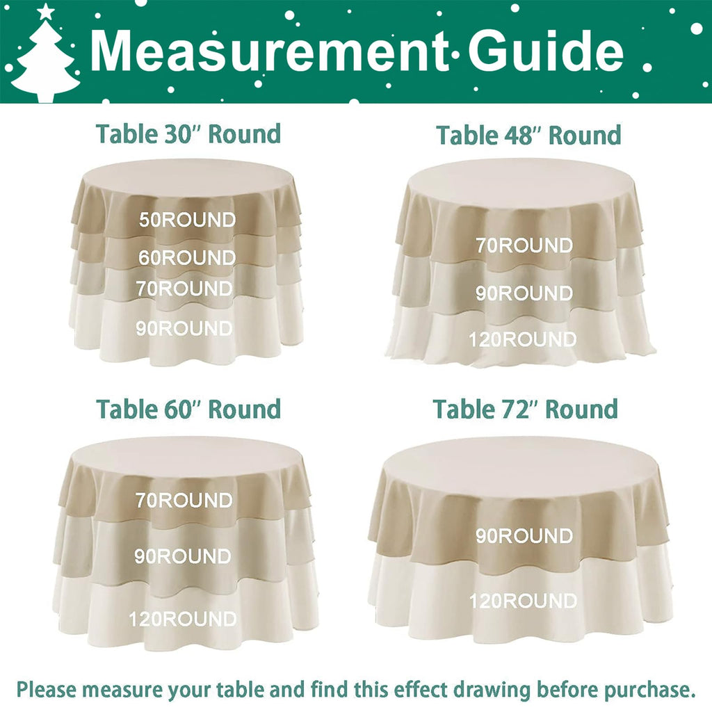 Hiasan Christmas Round Tablecloth 80 Inch - Waterproof Stain Resistant Spillproof Polyester Fabric Table Cloth for Dining Room Kitchen Party, Red