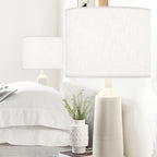 GO&SO White Textured Drum lampshade Medium Lamp Shade 13" Top x 13" Bottom x 10" High (Spider) Modern Linen Lamp Shades for Table Lamp Bedside Lamp Natural Linen Replacement Assembly is Required