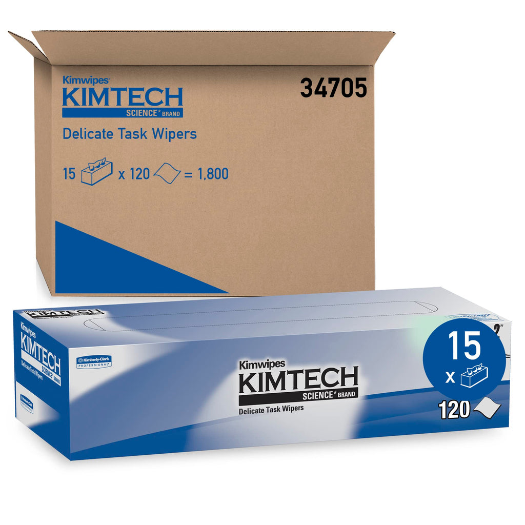 Kimtech Science Kimwipes Delicate Task Wipes, 15 Boxes x 120 Sheets (34705)