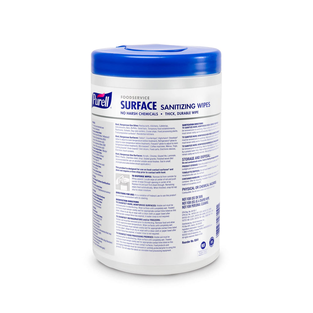Purell Foodservice Surface Sanitizing Wipes Canister, 6pk x 110ct - 9341-06