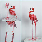 SUNREEK 2Pcs Flamingo Outdoor Statues, Metal Flamingo Yard Art Decor for Garden Home Patio Yard Display