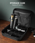 GLAKER Hair Clippers for Men,Professional Mens Hair Clippers Cordless Clippers for Hair Cutting,Precision Trimmer Kit Zero Gap Trimmer with LED Display 15 Guide Combs (Black+Gold)
