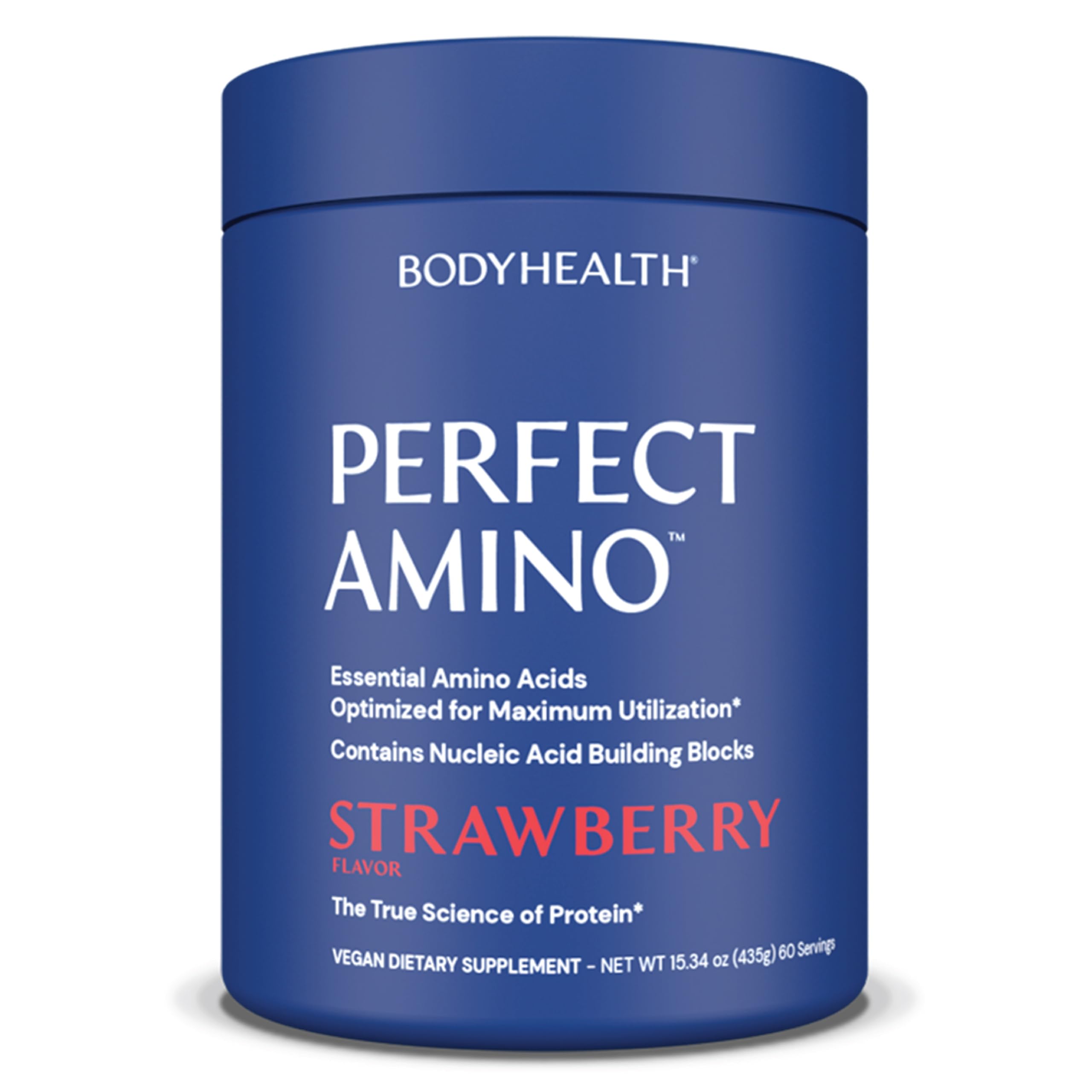 BodyHealth PerfectAmino Powder - BCAA and EAA Powder for Pre and Post Workout - Amino Acid Energy Drink for Men and Women to Support Lean Muscle and Recovery - Strawberry - 120 Servings