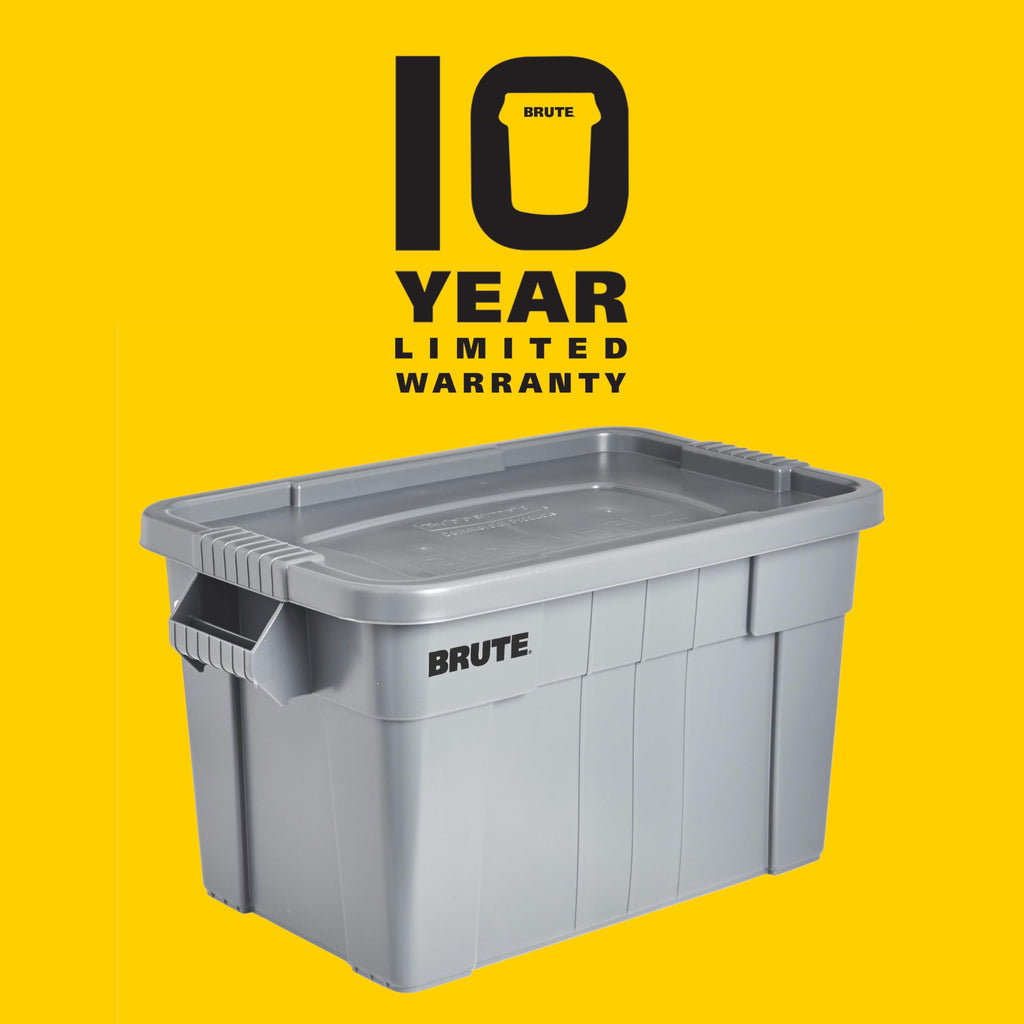 Rubbermaid Commercial Products Brute Tote Storage Container with Lids-Included 20-Gallon Gray Rugged/Reusable Boxes for Moving/Storing in Garage/Basement/Attic/Jobsite/Truck/Camping 2 Pack