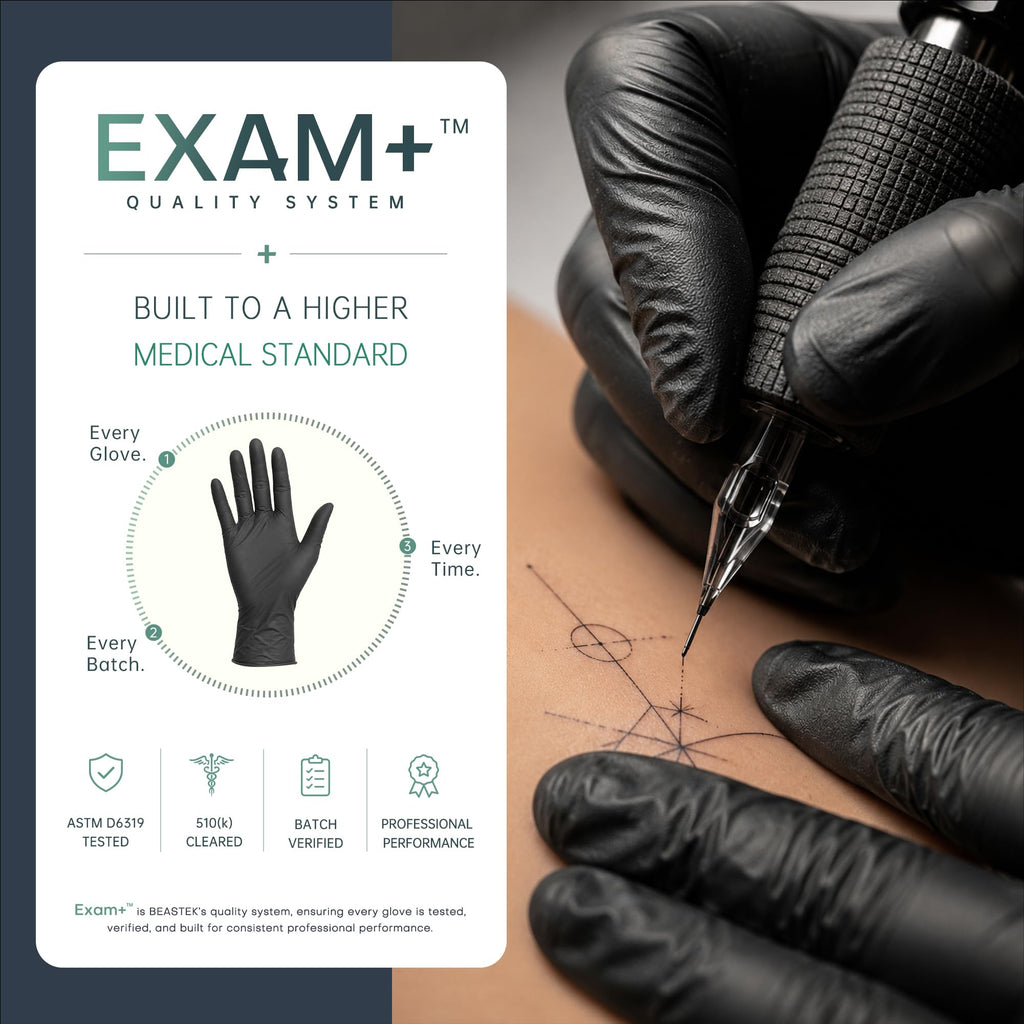 BEASTEK Black Nitrile Exam Gloves, 4Mil Powder-Free Food Prep Disposable XL